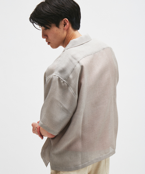 シャツ シャンブレー メッシュ レギュラー 半袖 シャツ メンズの画像