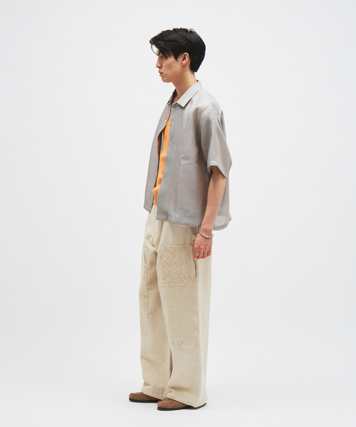シャツ シャンブレー メッシュ レギュラー 半袖 シャツ メンズの画像