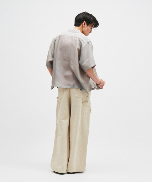シャツ シャンブレー メッシュ レギュラー 半袖 シャツ メンズの画像