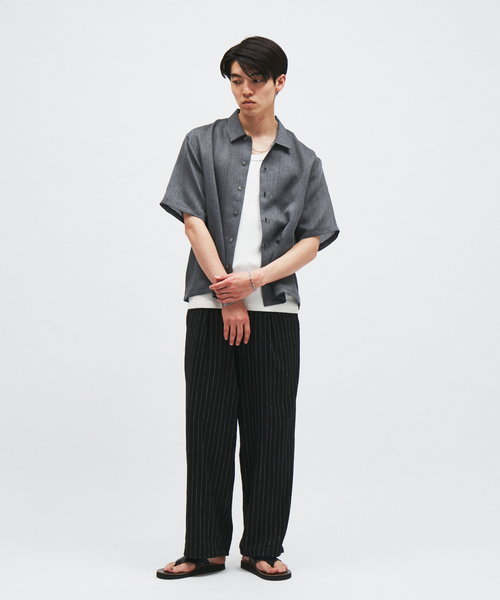 シャツ シャンブレー メッシュ レギュラー 半袖 シャツ メンズの画像