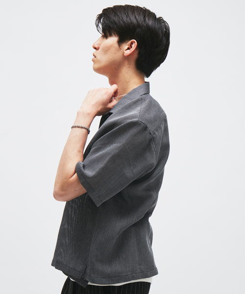 シャツ シャンブレー メッシュ レギュラー 半袖 シャツ メンズの画像