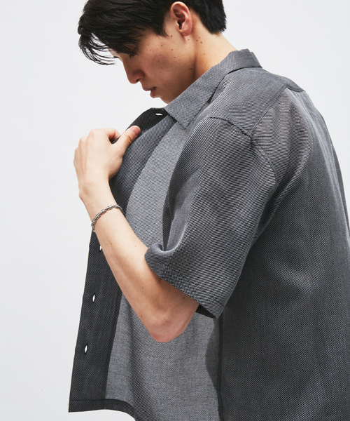 シャツ シャンブレー メッシュ レギュラー 半袖 シャツ メンズの画像