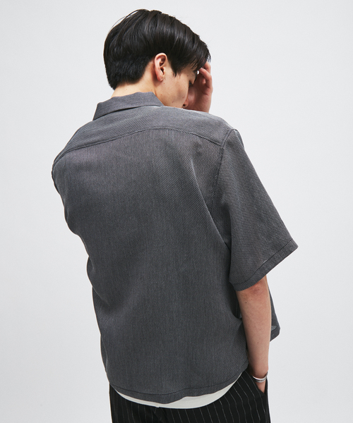 シャツ シャンブレー メッシュ レギュラー 半袖 シャツ メンズの画像