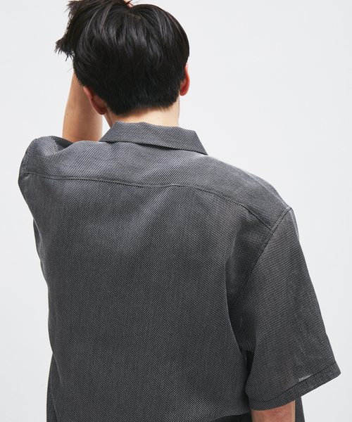 シャツ シャンブレー メッシュ レギュラー 半袖 シャツ メンズの画像