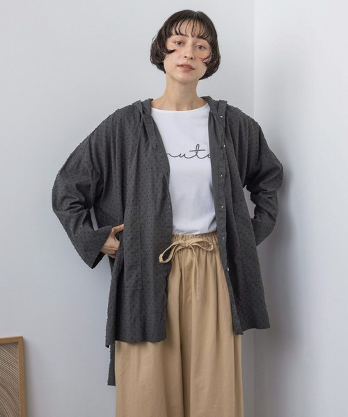 ブラウス シャツ 「natural by clip」カットドビーフードチュニック レディースの画像