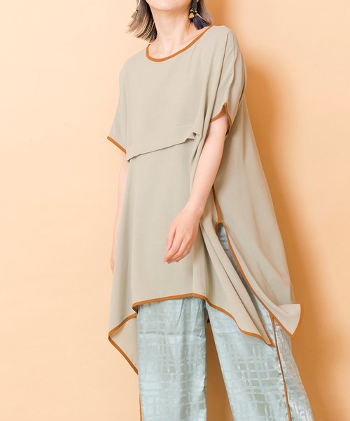 「OSMOSIS」 半袖ブラウス ONE SIZE ベージュ レディース_画像3