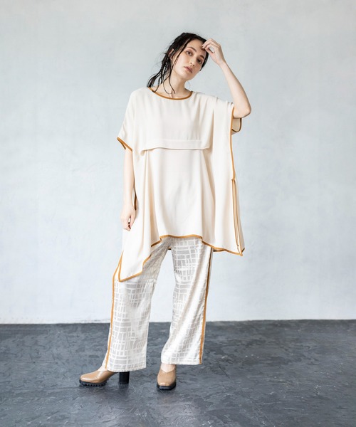 「OSMOSIS」 半袖ブラウス ONE SIZE ベージュ レディース_画像4