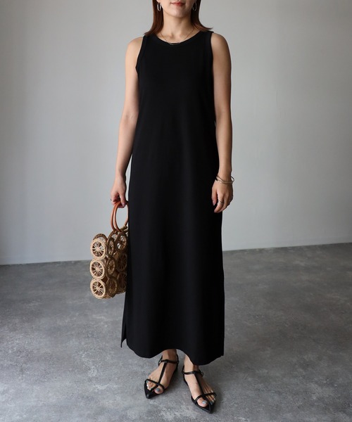 「Riberry」 「ANDSEARCH」ノースリーブワンピース MEDIUM チャコールグレー レディース_画像2
