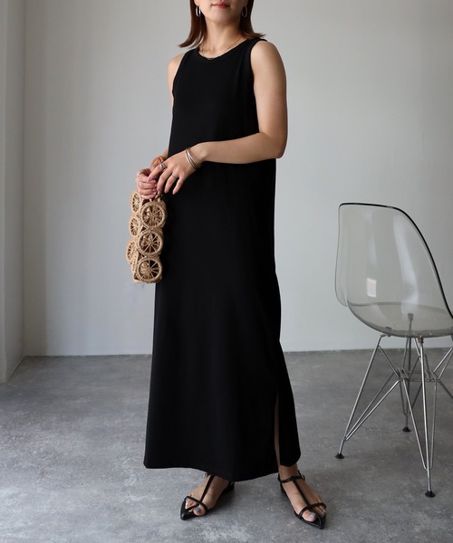 「Riberry」 「ANDSEARCH」ノースリーブワンピース MEDIUM チャコールグレー レディース_画像3