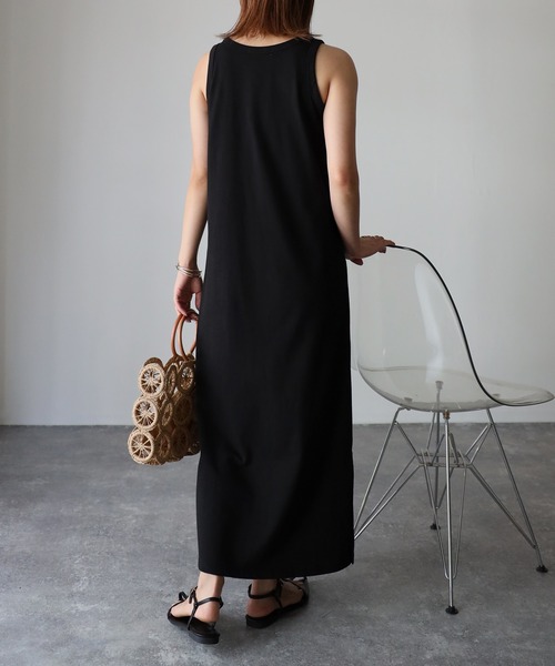 「Riberry」 「ANDSEARCH」ノースリーブワンピース MEDIUM チャコールグレー レディース_画像6