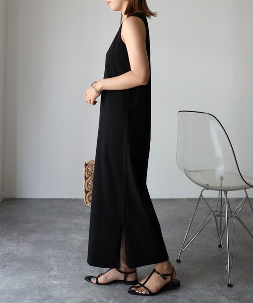 「Riberry」 「ANDSEARCH」ノースリーブワンピース MEDIUM チャコールグレー レディース_画像7