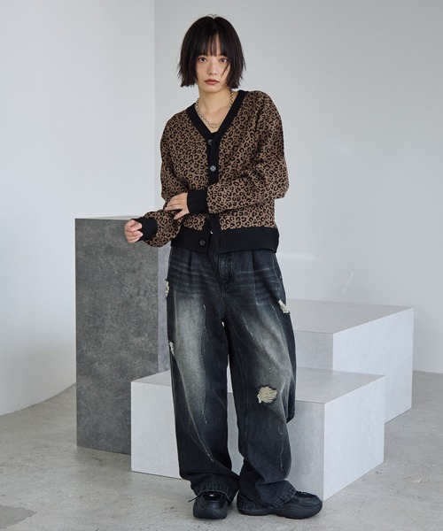「PBLIM」 ニットカーディガン SMALL チャコールグレー レディース_画像3