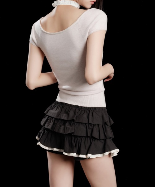ANDWANG tシャツ 半袖 Coquette Ribbon Knit Top レディース