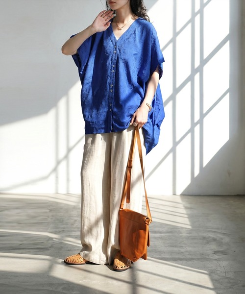 「antiqua」 半袖ブラウス ONESIZE ブラック レディース_画像7