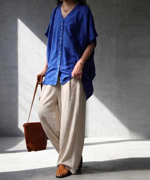 「antiqua」 半袖ブラウス ONESIZE ブラック レディース_画像9