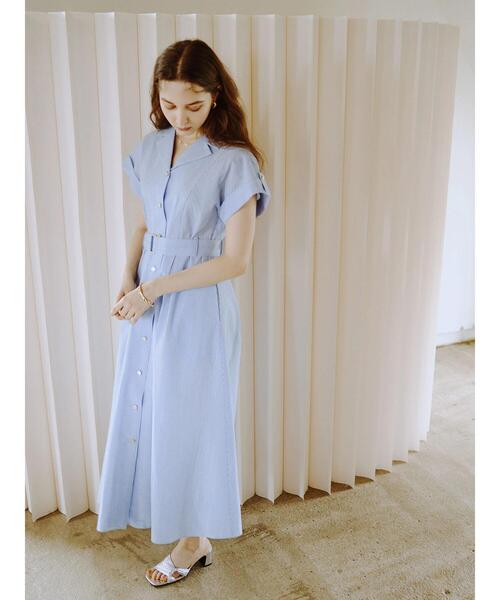 「Te chichi」 シャツワンピース F ネイビー レディース_画像2
