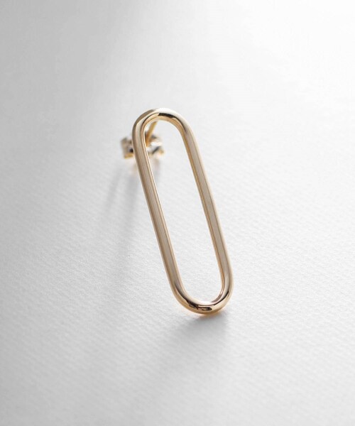COCOSHNIK ピアス K10中空オーバルシェイプ スタッドピアス レディース 