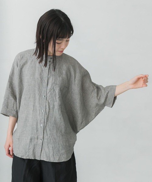 シャツ ブラウス リネンケープブラウス かぐれ，カグレ