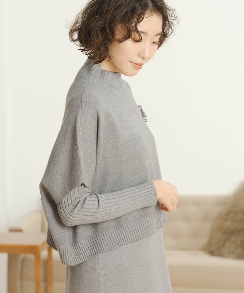 美品　ニット　ニットワンピース　ニットコート　ニットパーカー　ニットポンチョ トキドキ ワンピース (3点セット)ニットワンピース+ニットポンチョ+