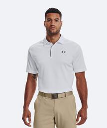 アンダーアーマー ポロシャツ L 白 ボーダー デカロゴ シャツ　半袖 シャツ UNDER ARMOUR（アンダーアーマー） ポロシャツ 半袖 UAテック ポロ