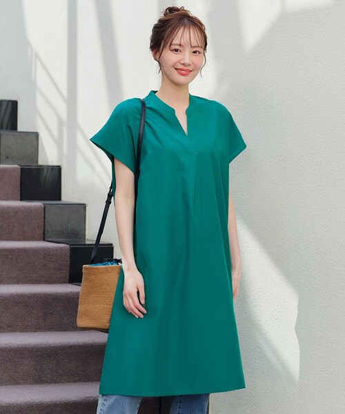 ワンピース シャツワンピース スキッパー プリーツ2colors S/2XL and it_ シャツワンピース スキッパー＆ベーシックロングシャツ