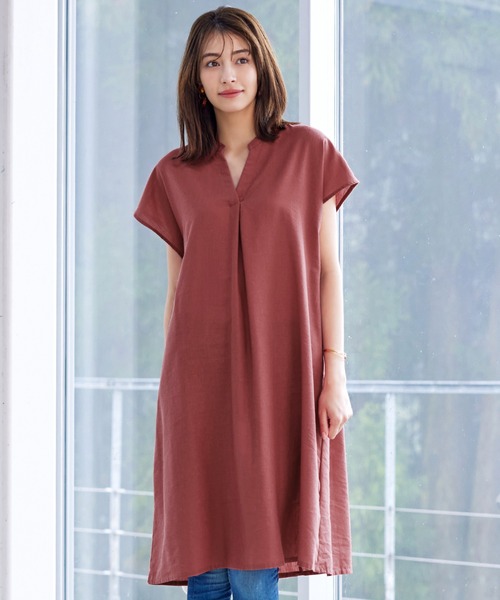 Tiaclasse シャツワンピース リネンミックススキッパーシャツ