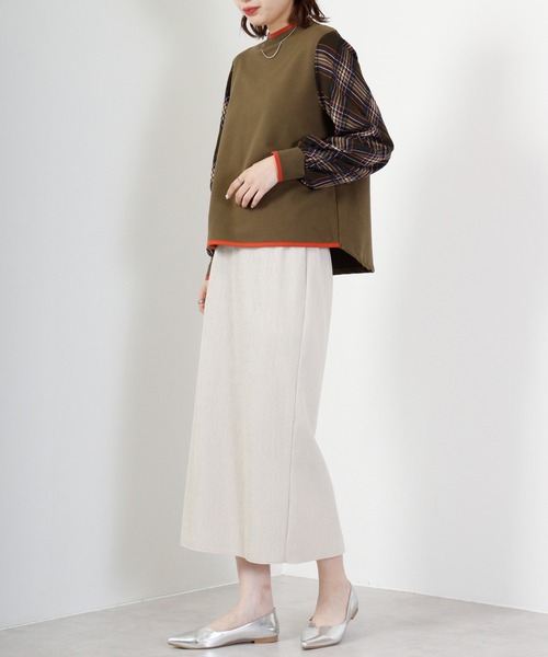 tシャツ BRODIAEA 袖チェックドッキングカットソー レディース tシャツ BRODIAEA 袖チェックドッキングカットソー レディース