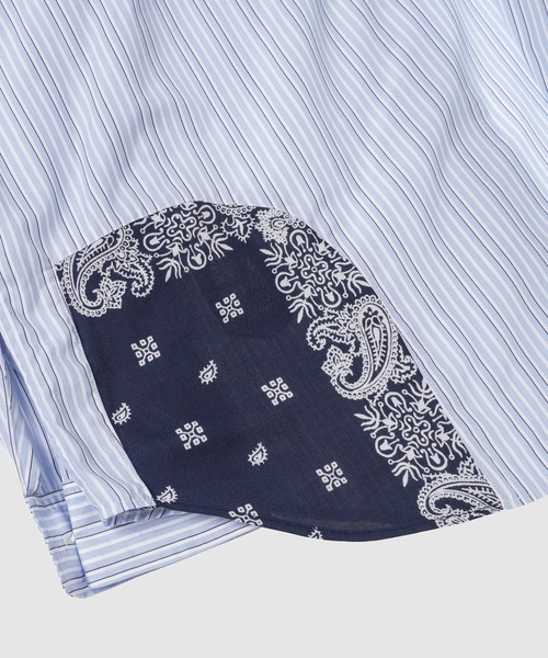 シャツ ブラウス BANDANNA REPAIR STRIPE SHIRTS メンズ レディース