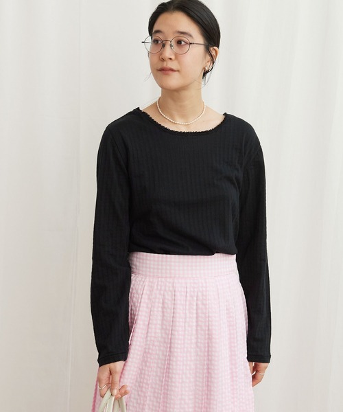 tシャツ _eyelet tereko long sleeve レディース