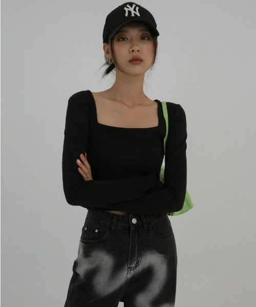 BLACKUP tシャツ 「MADE」 レビリースクエアネッククロップT