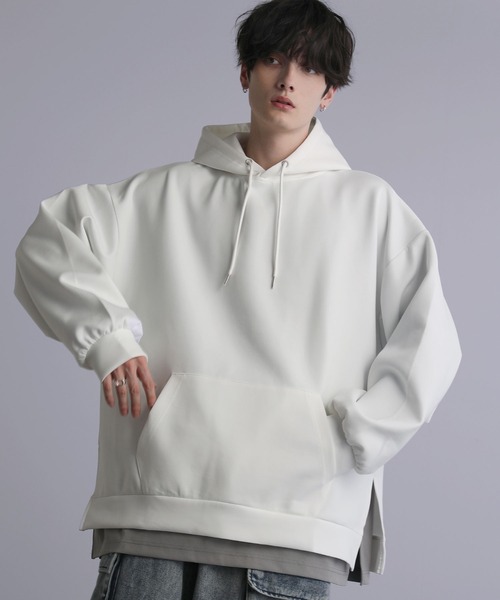 LILL（リル） パーカー ルーズシルエットサイドスリットドレープ