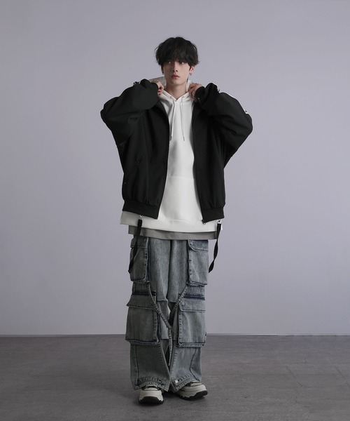 LILL パーカー ルーズシルエットサイドスリットドレープ
