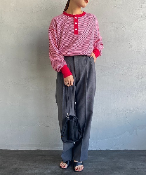 tシャツ 「HEALTHKNIT/ヘルスニット」 別注 クルーネック ワッフルボーダーTシャツ レディース Healthknit tシャツ 「HEALTHKNIT/ヘルスニット」 別注 ヘンリー