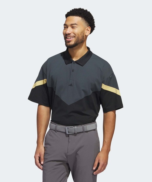 【adidas GOLF/アディダス】吸汗速乾 快適 半袖ポロシャツ・グレーXL adidas ポロシャツ ツイストニット オーバーサイズ カラー