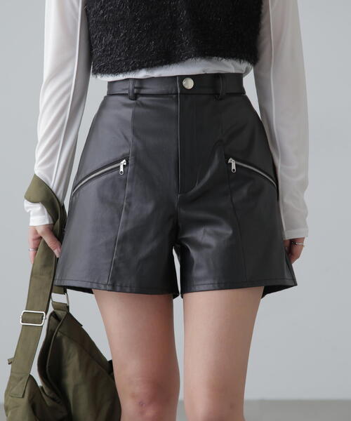 FREE'S MART（フリーズマート） パンツ 合皮ショートパンツ レディース