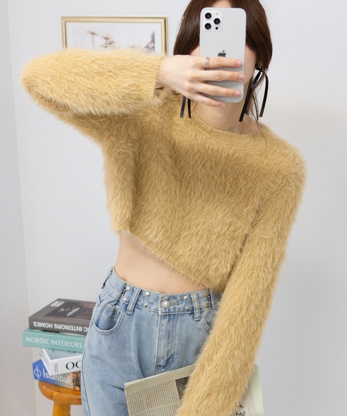 シャギーニット pumpkin port ニット セーター シャギーニット ショート丈