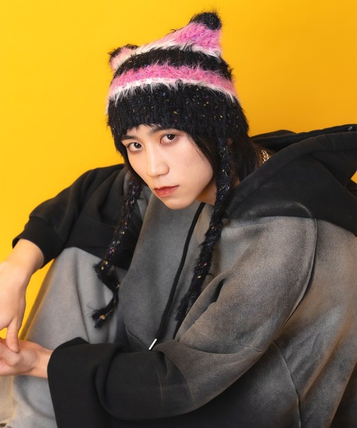 ゆるふわギャング　AKUMA KNIT CAP 猫耳ニット帽　NENE着用 Fabulous（ファビュラス） ニット帽 ニットキャップ 猫耳ニット帽