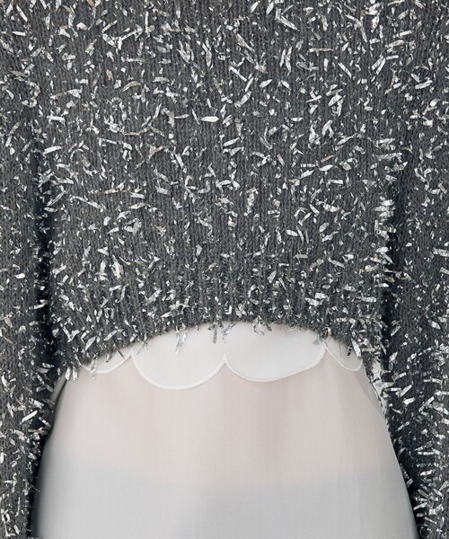 ニット コンフィティヤーン クロップドプルオーバー レディース  