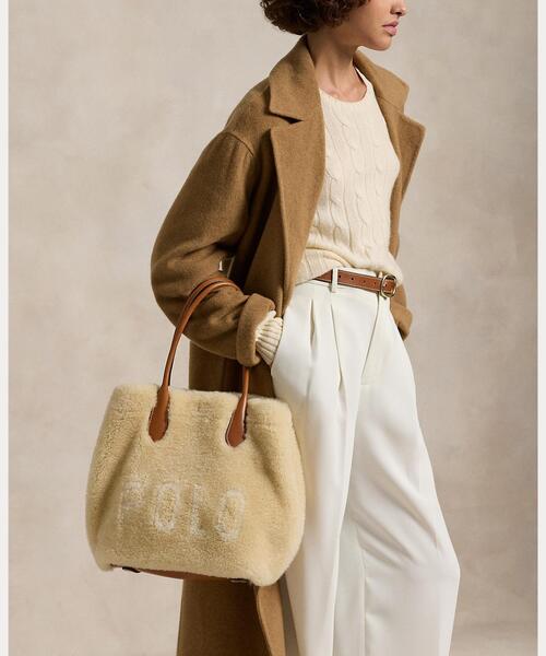 【RALPH LAUREN】シアリングレザー ミディアム Bellport トート POLO RALPH LAUREN トートバッグ シアリングレザー ミディアム