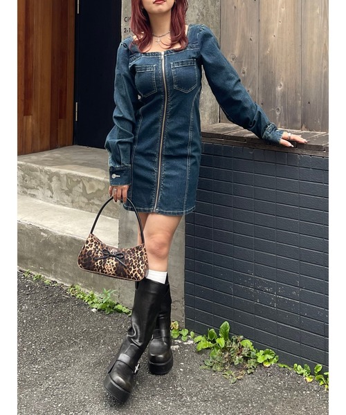 EVRIS【10th Anniversary】限定 ブロッキングデニムミニワンピ EVRIS【10th Anniversary】限定 ブロッキングデニムミニワンピ
