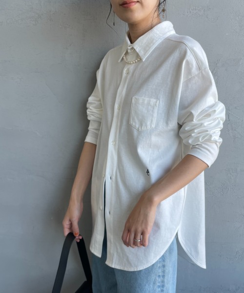 ブラウス シャツ 「Americana×JEANS FACTORY/アメリカーナ×ジーンズファクトリー」 別注 ワンポイントロゴ刺繍 コットンジャージ AMERICANA ブラウス シャツ 「Americana×JEANS FACTORY