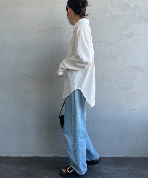 ブラウス シャツ 「Americana×JEANS FACTORY/アメリカーナ×ジーンズファクトリー」 別注 ワンポイントロゴ刺繍 コットンジャージ AMERICANA ブラウス シャツ 「Americana×JEANS FACTORY