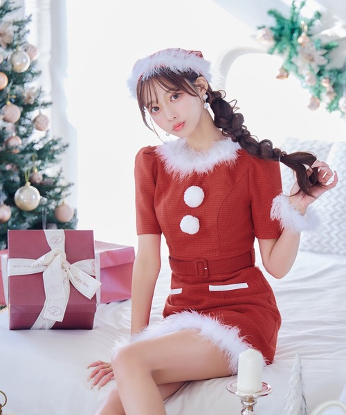 sugar nine コスプレ ツイードベルトワンピースサンタコスプレ