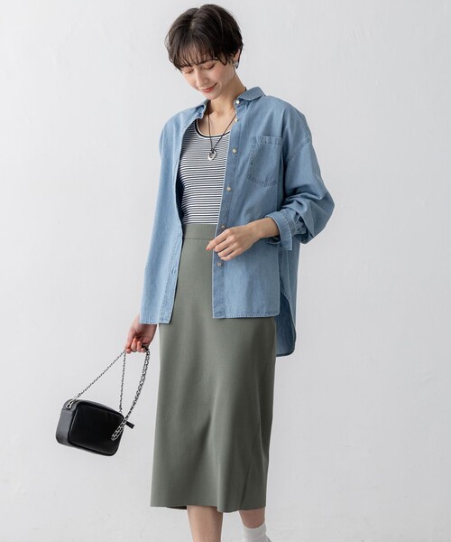 23区 ブラウス シャツ 「洗える」ライトダンガリー 2WAY