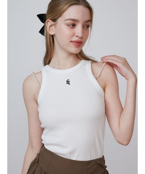 タンクトップ ノースリーブ PEARL STRAP TANK TOP/パールストラップタンクトップ レディース CALNAMUR タンクトップ ノースリーブ PEARL STRAP TANK TOP