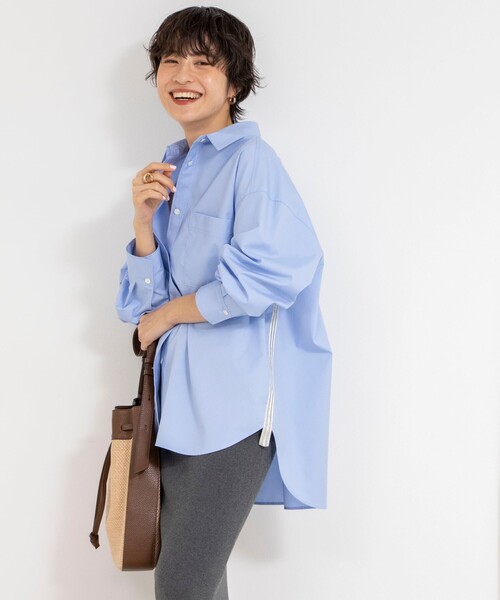 「NOLLEY'S」 長袖シャツ 36 ブルー系その他7 レディース NOLLEY'S（ノーリーズ）の「ストレッチ袖タックシャツ（シャツ