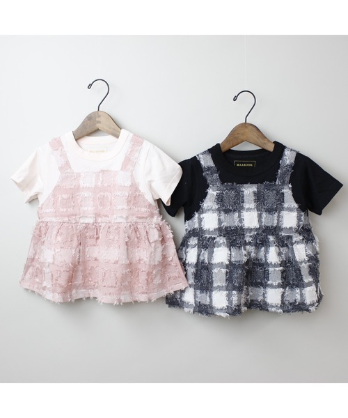 tシャツ フサフサブロックチェックチュニックＴシャツ キッズ 子供服 女の子 | maarook | 13