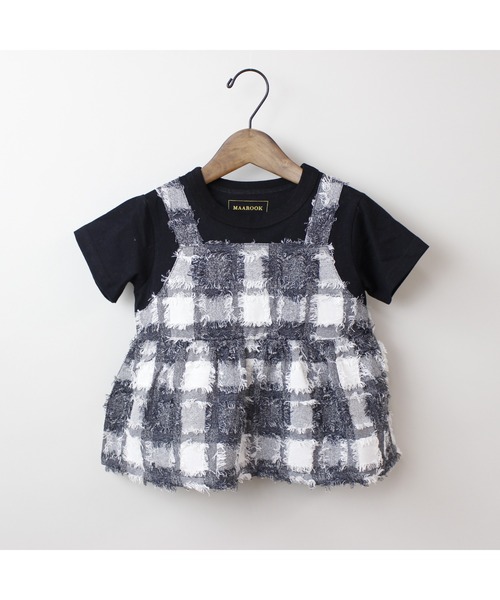 tシャツ フサフサブロックチェックチュニックＴシャツ キッズ 子供服 女の子 | maarook | 14