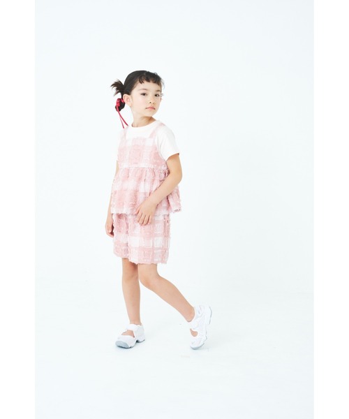 tシャツ フサフサブロックチェックチュニックＴシャツ キッズ 子供服 女の子 | maarook | 06