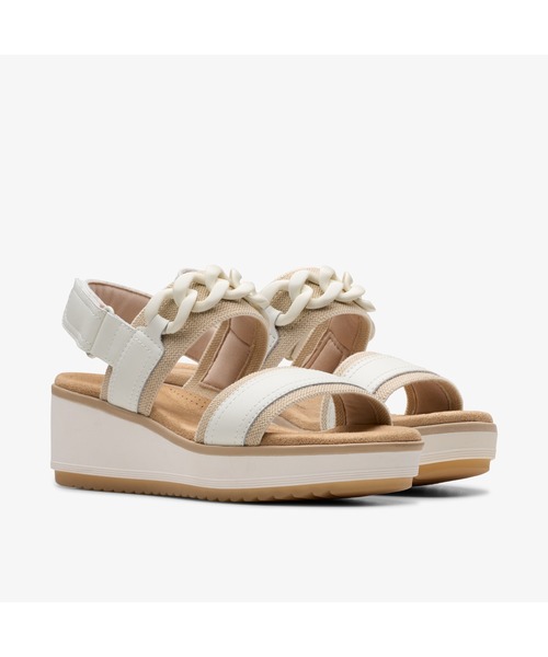 Clarks スライド サンダル ミュール ホワイト ゴールド レザー Clarks 【ネット限定】Alda Walk / アルダウォーク （オフ